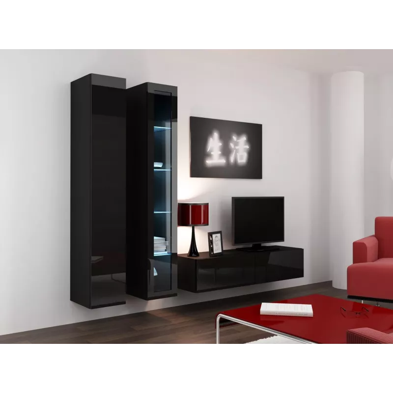 Vitrina Cama VIGO '180' 180/40/30 negro/negro brillo