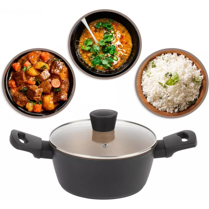 Olla Russell Hobbs RH01669BEU7 20 cm, negra, interior de acero inoxidable
