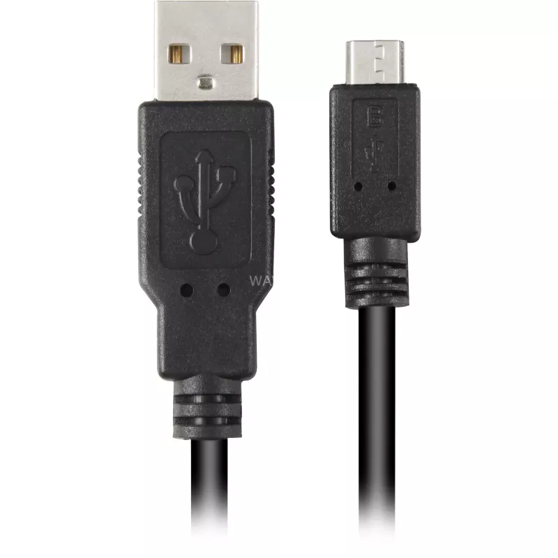 Cable USB 2.0, conector macho USB-A > conector macho Micro-USB negro, 0,5 metros, doble apantallado