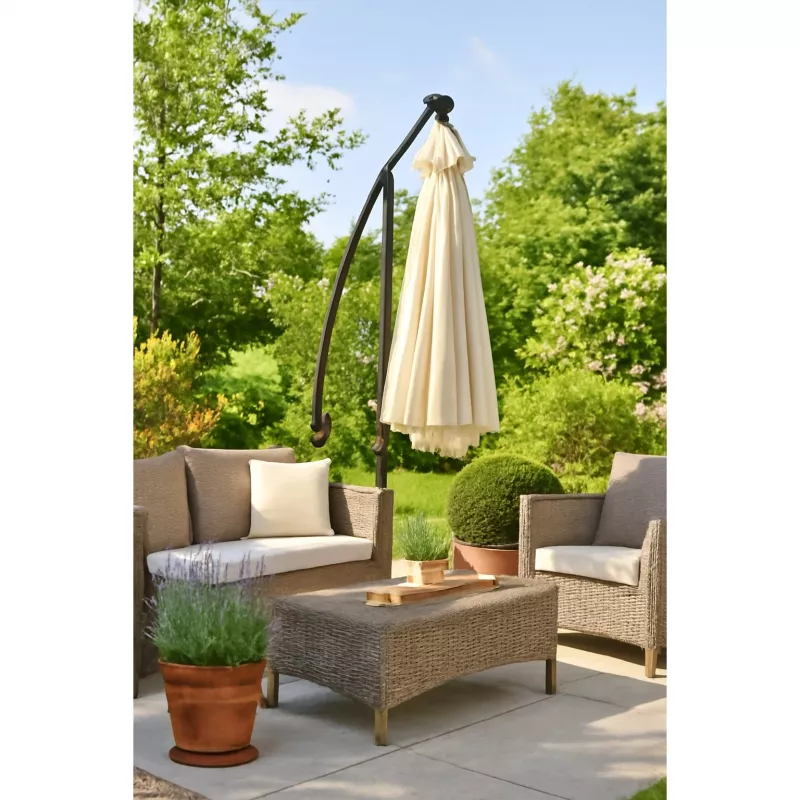 Sombrilla de jardín Black Forest con paredes laterales, gran balancín beige de 3m