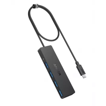 Hub USB Anker Ultra delgado A8309G11 — host USB Type-C, 3× USB 3.2 Gen 1 Type-A, compacto 103×30×10 mm, negro