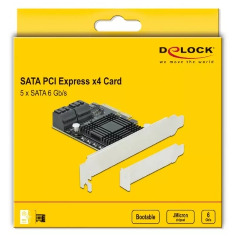 Tarjeta SATA PCI Express x4 DeLOCK 5 puertos formato Low Profile