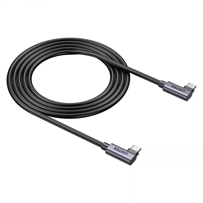 Cable USB-C Unitek C14147ABK01 90°–90° PD 100W 0,5 m, acodado a acodado, negro