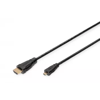 Digitus ASSMANN - Cable HDMI con Ethernet - 19 pin micro HDMI Type D macho a HDMI macho - 1 m - Triple aislamiento - Negro (AK-330115-010-S)