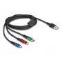 DeLOCK 90156 Cable de carga USB 3 en 1, Type-A a Lightning / Micro USB / USB Type-C, 2 m, multicolor