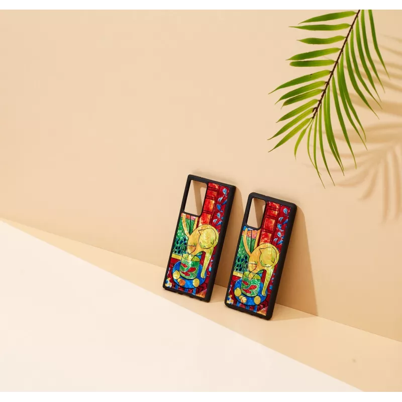 Funda protectora iKins para Samsung Galaxy Note 20 con diseño gato y pez rojo