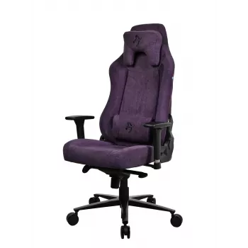Silla gaming Arozzi Vernazza SoftFabric Morado — diseño ergonómico, reposabrazos y altura ajustables