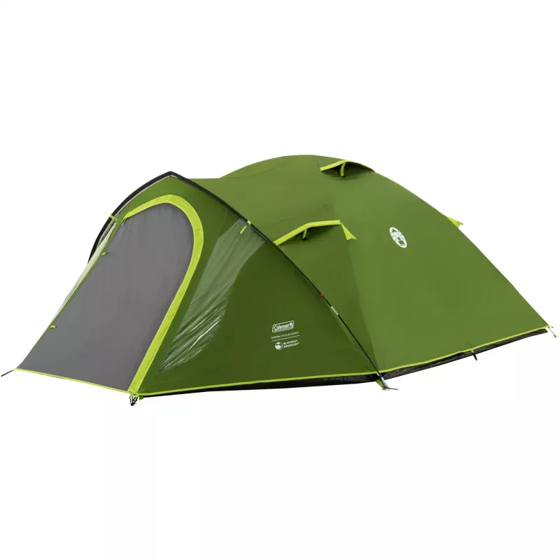 Carpa de cúpula Coleman Darwin 4 Plus Blackout — carpa túnel para 4 personas con vestíbulo, verde oscuro/verde claro