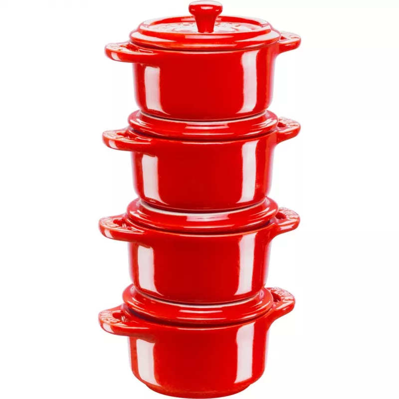 Staub Mini Cocotte Redonda, 4 uds. - 200 ml, Rojo