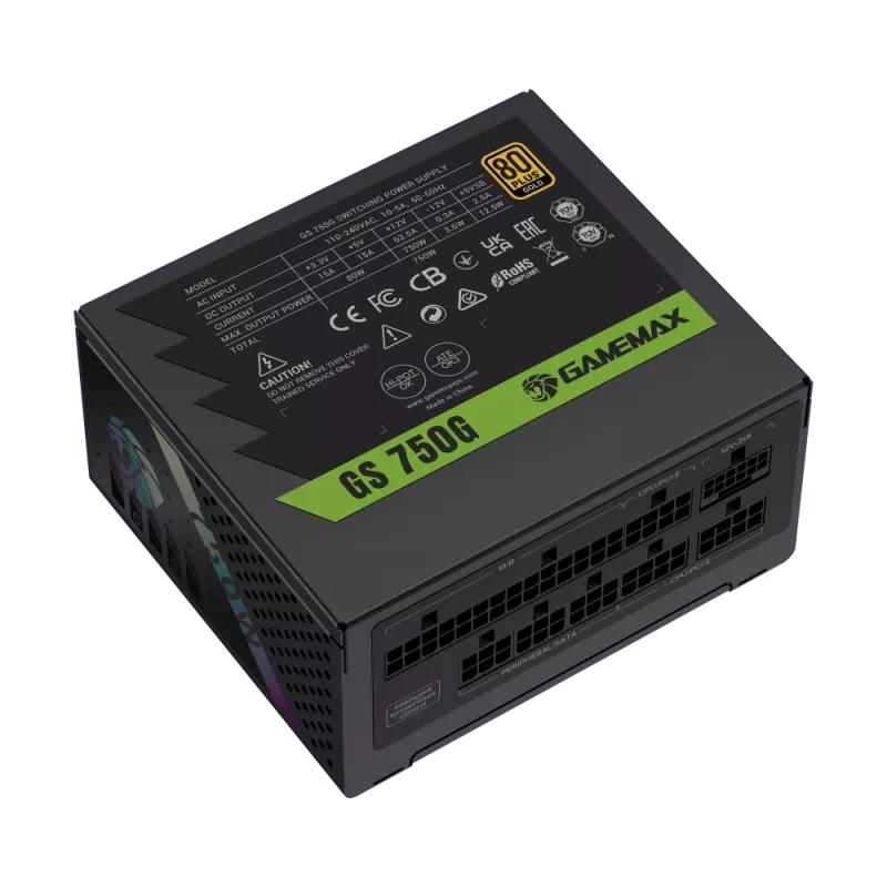 Fuente de alimentación Gamemax, 80 PLUS, Gold | GS 750G | 750 W