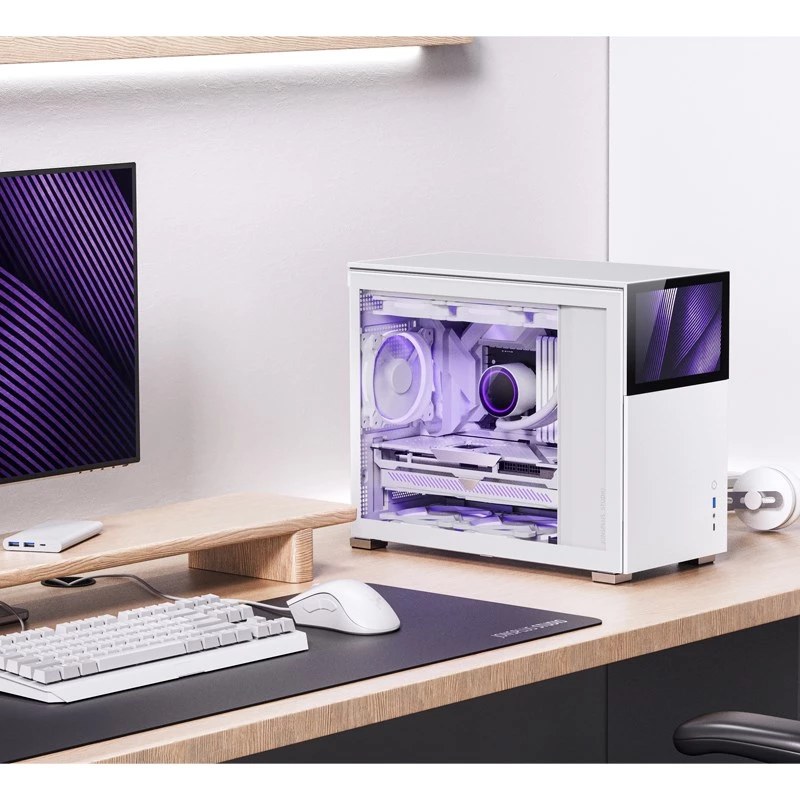 Jonsbo D31 Screen caja de PC Micro-ATX, cristal templado, blanca