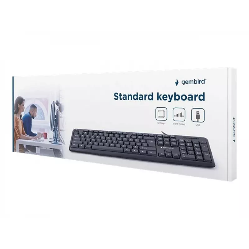 Teclado Gembird KB-U-103-RU oficina USB QWERTY inglés ruso negro