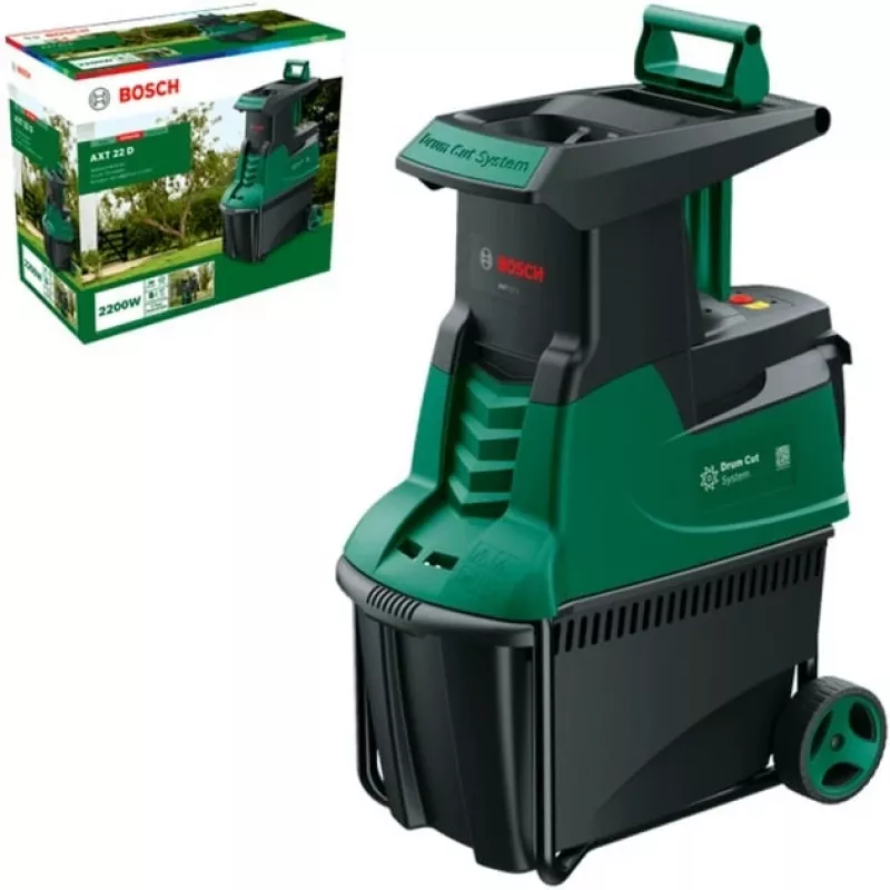 Biotrituradora silenciosa AXT 22 D, rodillo de corte verde/negro, 2.200 vatios