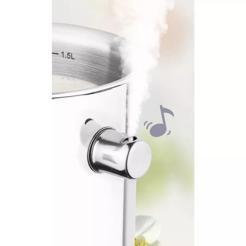 Jarra para leche LAMART LT1068, acero inoxidable de doble pared, fondo sándwich, 1,5 L, silbato, escala de volumen