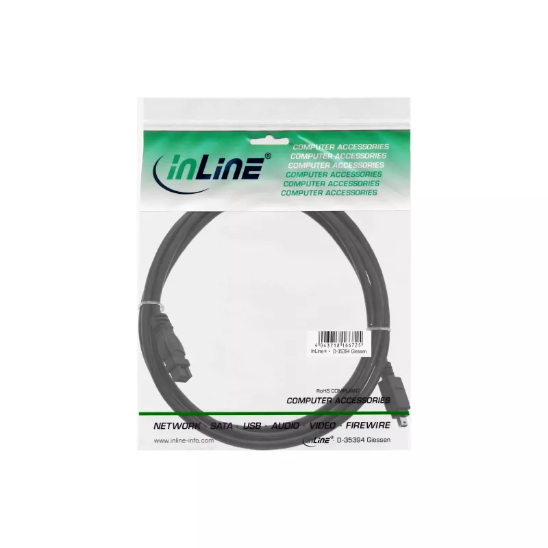 Cable FireWire 400 a 800 InLine 34901 1 m macho/macho negro