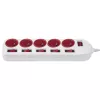 Regleta de alimentación Maclean, alargador 5 tomas, con interruptores, 250VAC/10A, 1.5m, MCE204 R/W