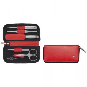 Set de manicura ZWILLING Twinox Viaje 5 piezas con estuche de piel rojo