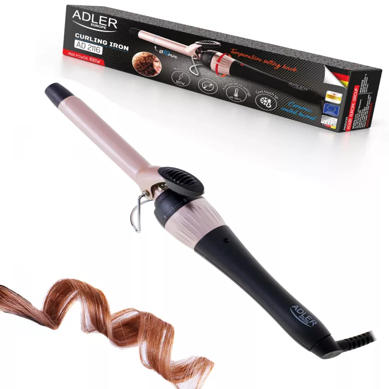 Adler | Rizador | AD 2116 | Sistema de calefacción cerámico | Diámetro del cilindro 19 mm | Temperatura (máx.) 200 °C | 36 W | negro/rosa