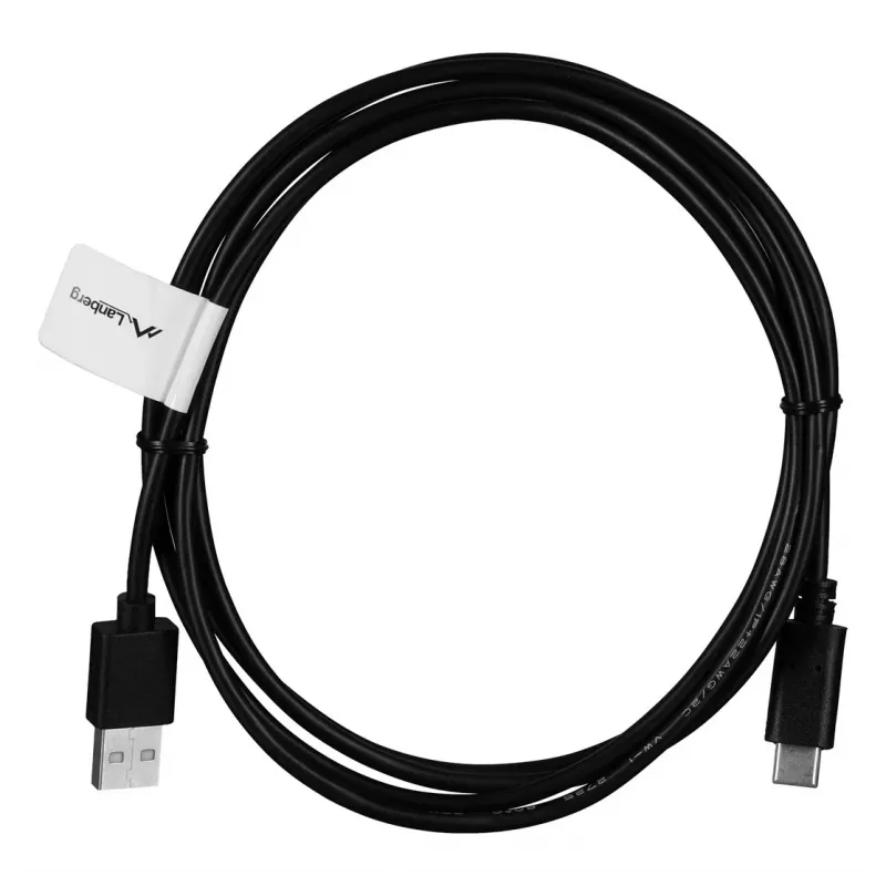 Cable USB-A a USB-C LANBERG CA-USBO-20CU-0018-BK — USB 2.0, 1,8 m, negro