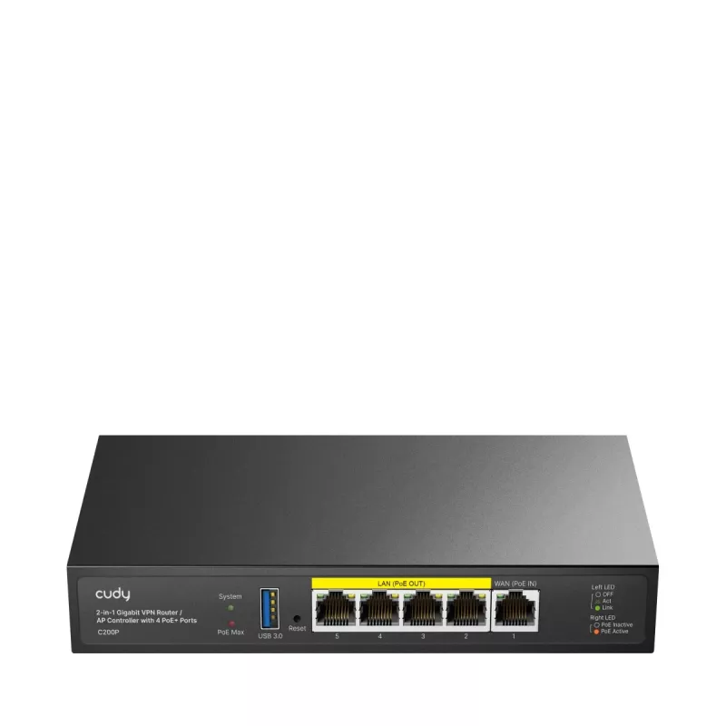 Router Wi-Fi Cudy C200P de doble banda 300 Mbit/s, Gigabit Ethernet, USB 3.0, carcasa de metal