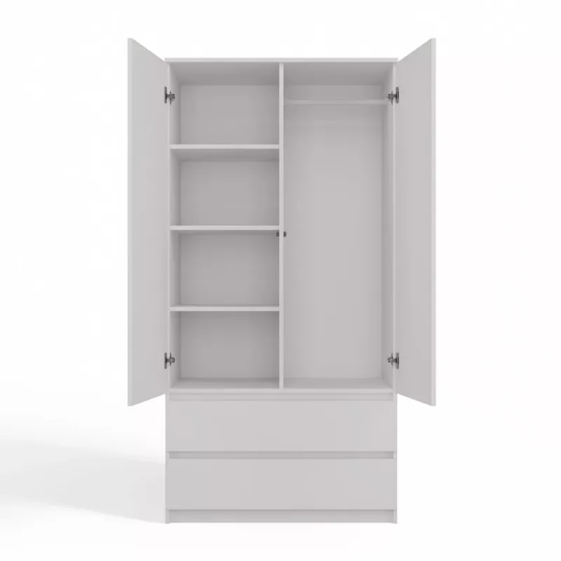 Top E Shop SZAFA MALWA B armario de dormitorio, 5 estantes, 2 puertas, blanco