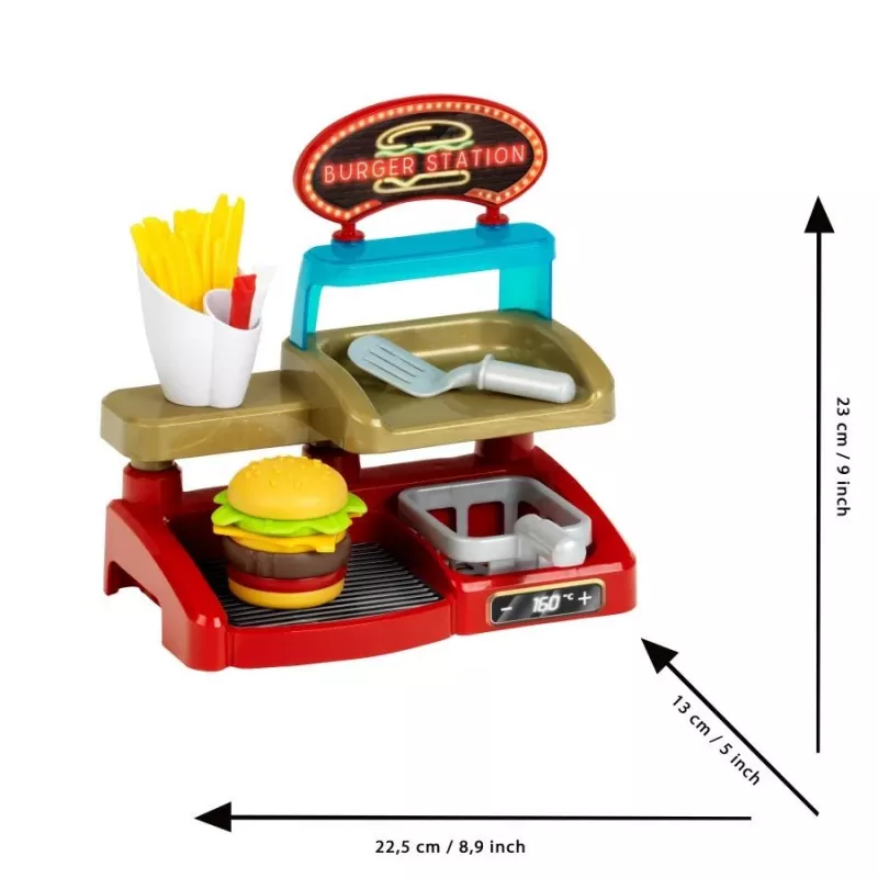 Set Play Burger Shop KLEIN 7336 — juguete de juego de rol compacto y fácil de limpiar para niños