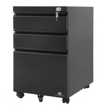 Unidad de cajones de oficina Maclean MC-850 Negro Metal 2 cajones