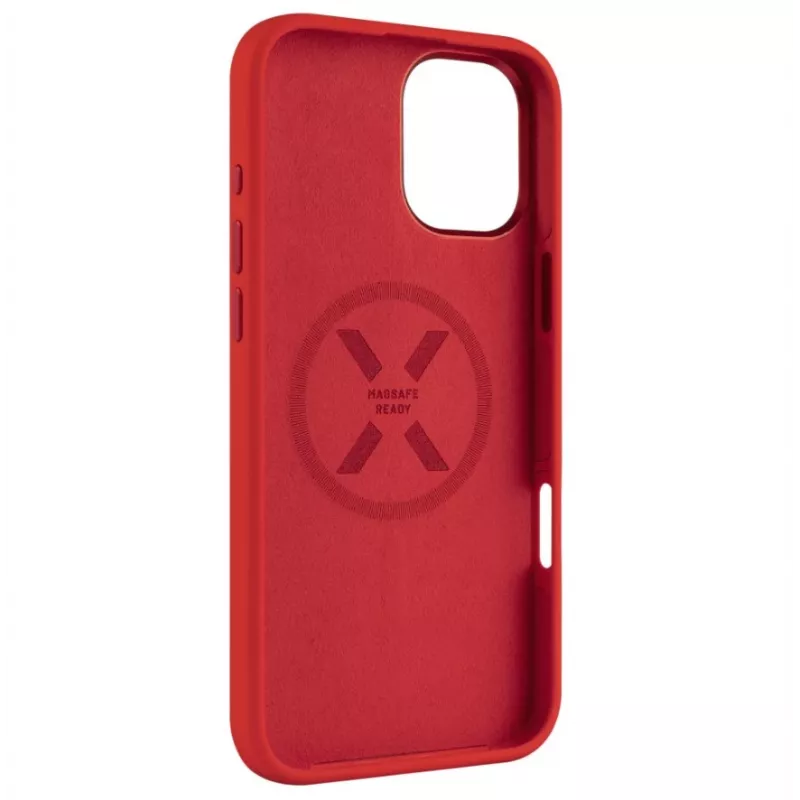 Funda trasera FIXED para Apple iPhone 16 Plus — MagFlow silicona líquida, roja
