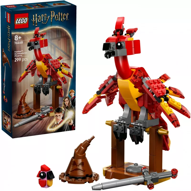 LEGO Fawkes construible – modelo del fénix de Dumbledore 76448, 299 piezas, 160 mm de altura, edad 8+