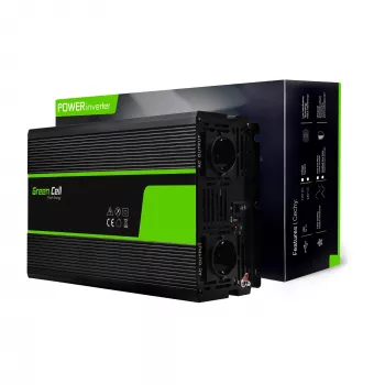 Convertidor de tensión Green Cell INV20, 24 V DC a 230 V AC, 4000 W, 50 Hz, entrada 40 A, para interiores, negro