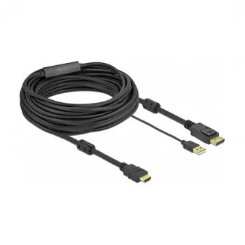 Adaptador de cable de vídeo DeLOCK 85968 10 m HDMI Type-A DisplayPort USB Type-A Negro
