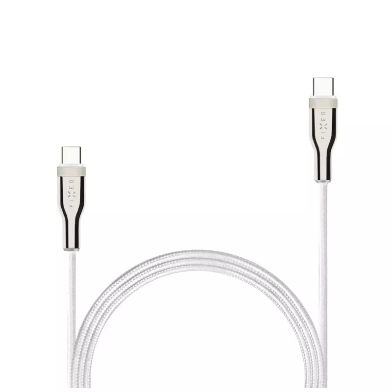 Cable trenzado USB FIXED FIXDB-CC12-WH 100W, blanco, trenzado resistente, transmisión de datos y corriente