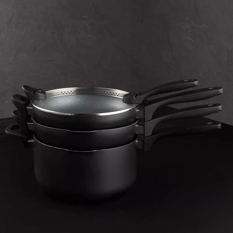 Juego de ollas Russell Hobbs RH01840EU7 – 4 piezas apilables, marmolado metálico