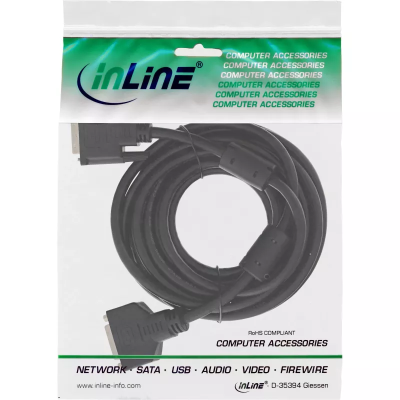 InLine Cable DVI-D 24+1 M/H, Dual Link, 2 núcleos de ferrita, 3 m