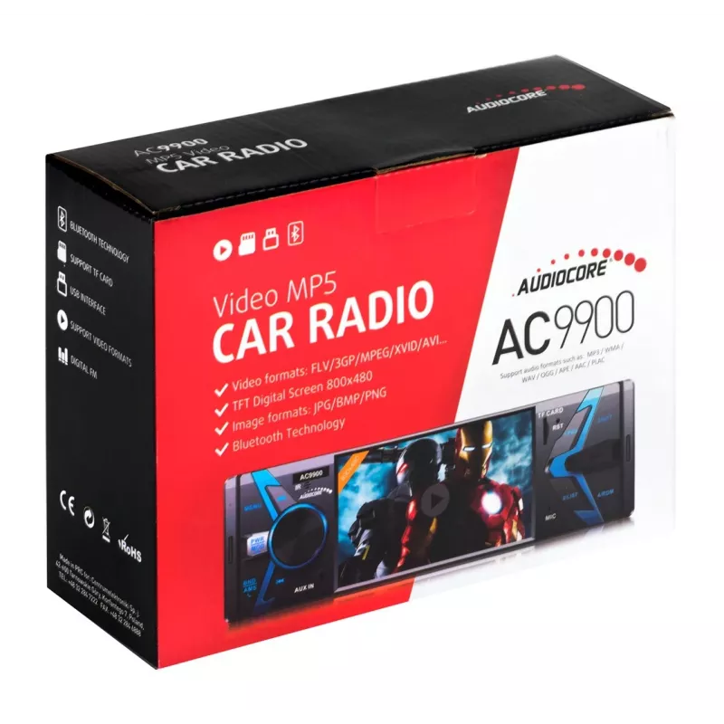 Audiocore AC9900 MP5 AVI DivX head unit con manos libres Bluetooth + mando a distancia