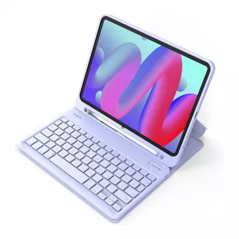 Teclado Bluetooth inalámbrico Inateck KB04002 — distribución QWERTY, batería integrada de 280 mAh, touchpad, morado — compatible con iPad Air 11 pulgadas (6.ª/7.ª gen.)