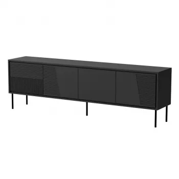 Mueble RTV ABI 4D 200x38x62 negro mate