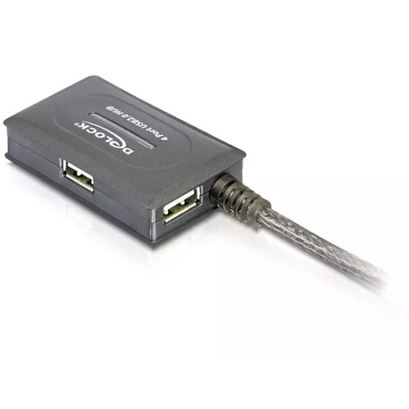 DeLock cable de extensión USB2.0 10m activo con hub de 4 puertos - Hub - 4 x USB2.0 (82748)