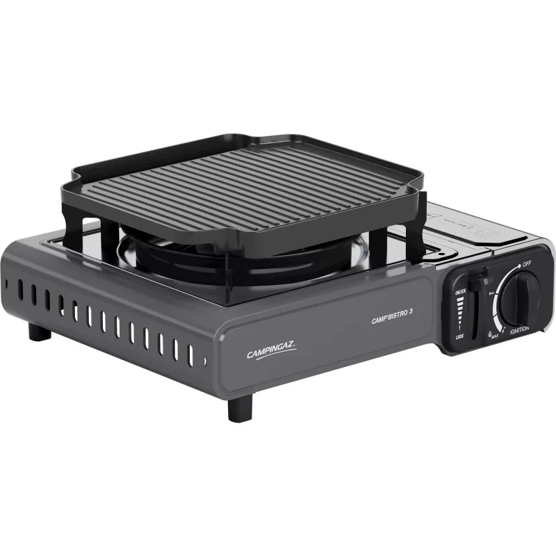 Fogón de camping portátil Campingaz CampBistro 3 con plancha de aluminio fundido