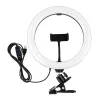 Anillo de luz LED 26 cm con soporte para móvil y pinza, USB