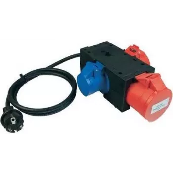 Benning Adaptador de medición [conector macho schuko - conector hembra CEE caravana, conector hembra CEE] adaptador de medición CEE triple rojo, azul (044147)