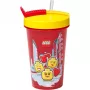 Vaso con pajita Room Copenhagen LEGO Iconic Girl Bright Red 500 ml (rojo/amarillo)