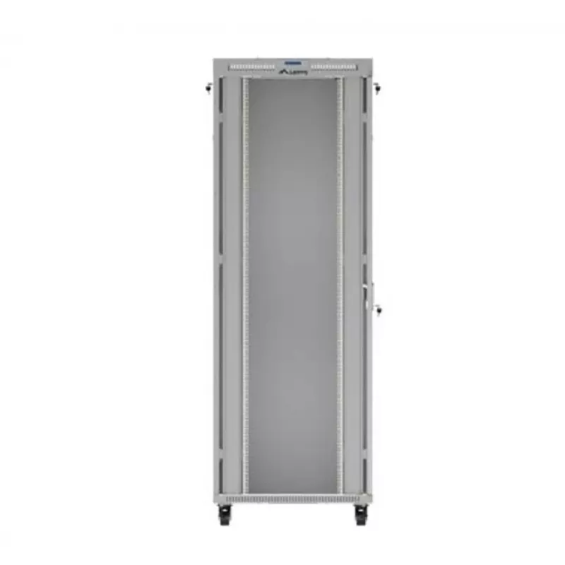 Armario rack LANBERG FF01-8047-12SL 47U 800x1000 mm gris con puertas de cristal delanteras y traseras y espacio para panel LCD