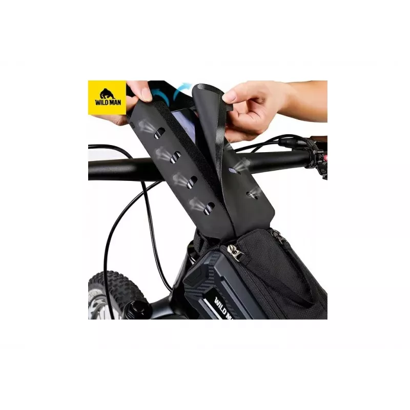 Bolsa de cuadro de bicicleta Wildman M90 con soporte para móvil Negra