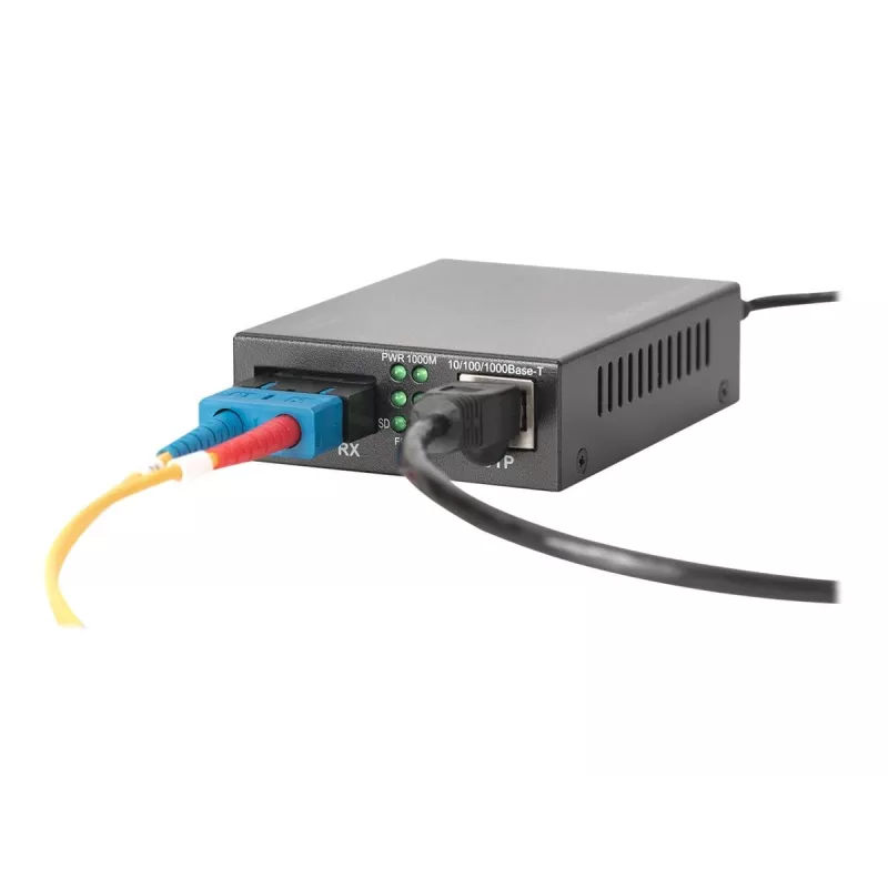 Digitus Convertidor de medios Gigabit PoE, RJ45 / SC, SM, PSE