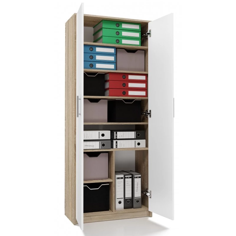 Archivador OLIV 2D 74x35x180 cm, roble Sonoma/blanco