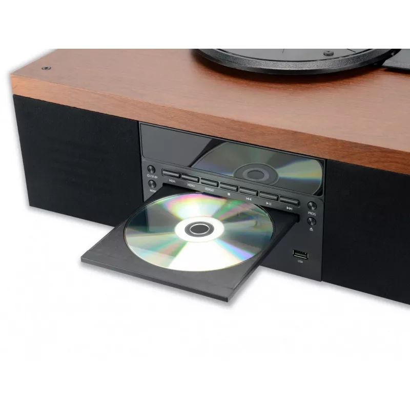 Tocadiscos AKAI ATT-14BT con Bluetooth, accionamiento por correa, preamplificador fono integrado, salida USB