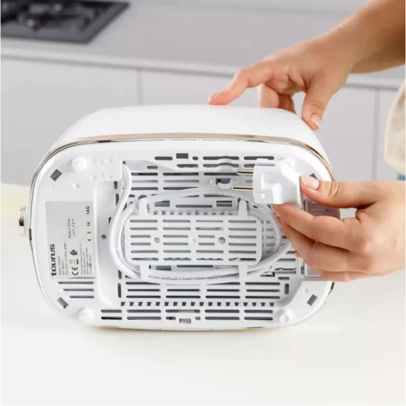 Tostadora Taurus TO800P 2 rebanadas 800 W blanca con control por botones y mando giratorio
