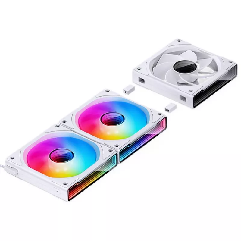 Ventilador de caja Jonsbo ZK-120W Reverse ARGB blanco de 120 mm, 120 mm PWM, cable con funda