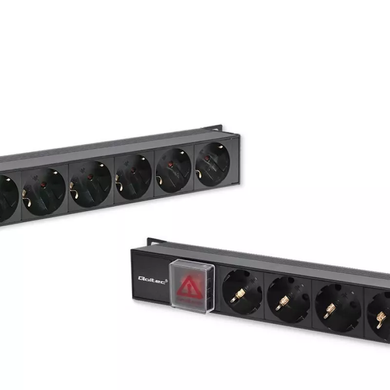 Qoltec regleta PDU de aluminio para RACK | 16A | 16 x Schuko | vertical | 1,8 m